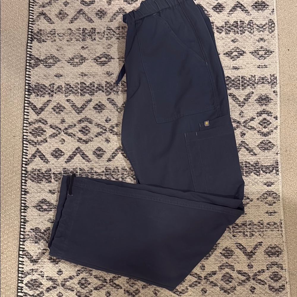Mens Figs Blue/gray  Cargo Scrub Pants with Straight Leg Design, XL